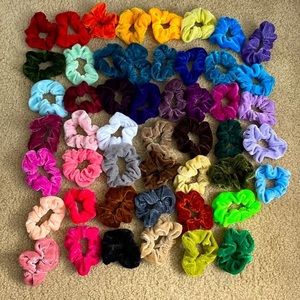 50 pack of colorful soft hair scrunchies